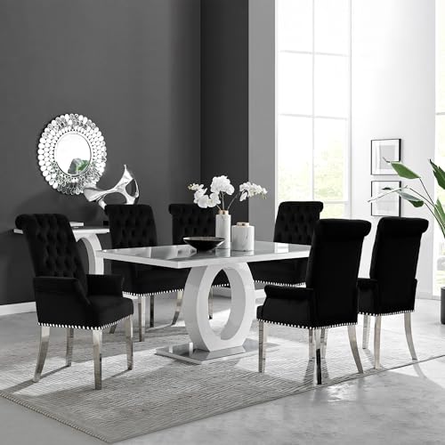 LOULENS Velvet Dining Chairs Set of 2, Dining Chairs with Arms, Black | Upholstered, High Back, Tufted, Luxurious, Stainless Steel Leg, for Kitchen & Dining Room - color: Black, size: 2 PCS