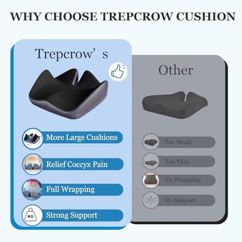 Coccyx Seat Cushion, U-Shaped Memory Foam Office Chair | High-Density Memory Foam Helps Reduce Tailbone Pressure; Washable Mesh Cover, Anti-Slip Base for Office Chair, Car & Travel - size: 20*16*5.8