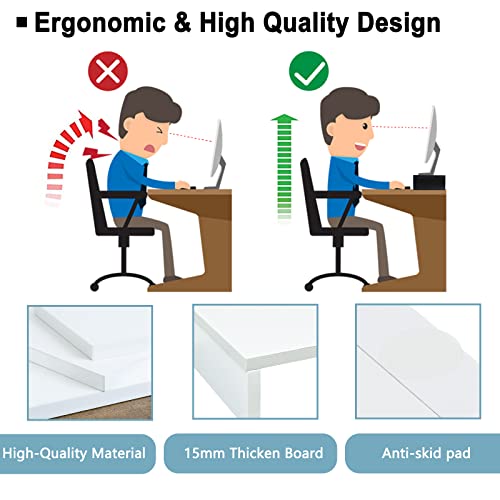 TEAMIX 20 inch White Monitor Stand Riser, Wood Desktop Computer Stand - color: White, size: 20 inch