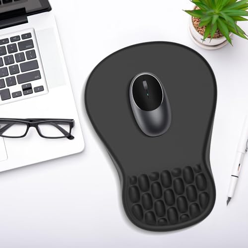 YIWEI Ergonomic Mouse Pad with Wrist Rest for Carpal Tunnel Pain Relief - color: Black