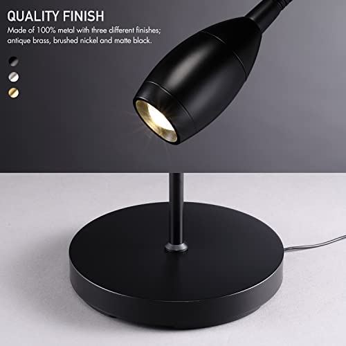 O’Bright Ray – Adjustable LED Beam Floor Lamp, Dimmable and Zoomable Spotlight, Flexible Gooseneck, Reading/Crafting Standing Lamp, Work Table Light, Matte Black - color: Black