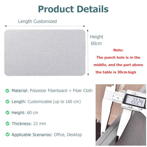 Adjustable Soundproof Acoustic Desk Divider Panel, Clamp On for Enhanced Visual Privacy and Noise Reduction, Ideal for Libraries and Classrooms - color: Light Grey, size: Length 80 cm