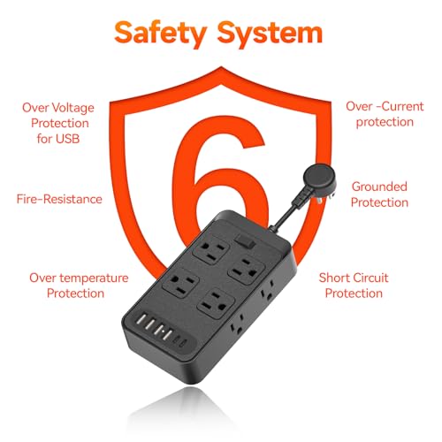 14-in-1 Short Extension Cord Non-Surge Protector for CruiseShip