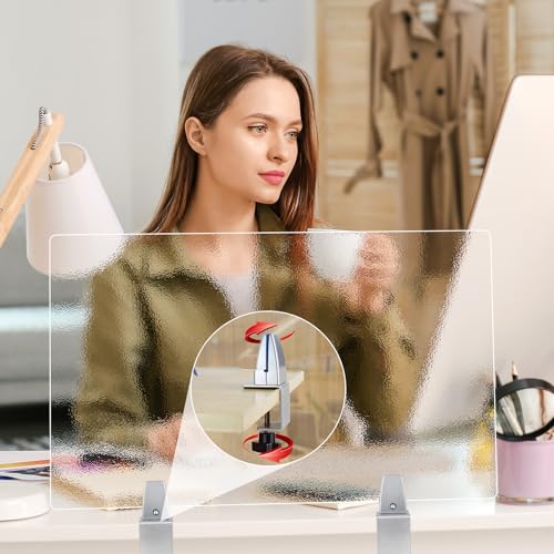 4 Packs Sneeze Guard Support, Aluminum Adjustable Partition Clamp, Acrylic Desk Divider Support, Desk Shield Clamp Privacy Panel for Counter - size: Sideclamp & 4pcs