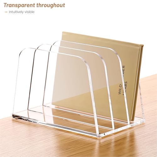 YUXUN Clear Acrylic Desktop File Sorter Organizer,Upright File Organizer, 3-Section Bookshelf for Home Office & Classroom - size: 3-Section