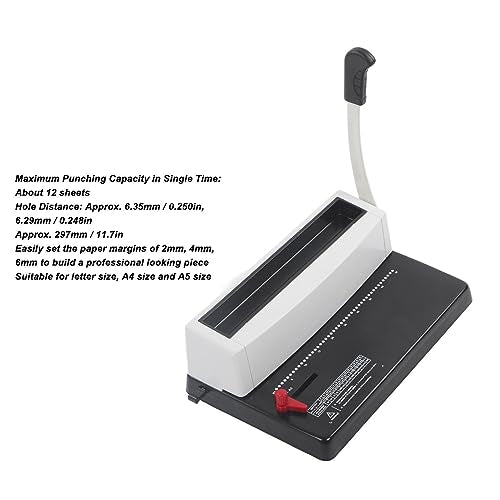 Professional Spiral Coil Binding Machine Heavy Duty Stainless Steel Wire Binder with Round Hole Punch and Ergonomic Handle for Office Document Binding Letter A4 A5 Size