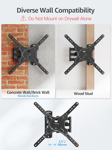 MOUNTUP Full Motion TV Wall Mount for Most 26-60 Inch TVs, Max VESA 400x400mm Wall Mount TV Bracket with Swivel Tilting Extension Level Adjustment for LED LCD Flat Curved TVs Up to 77 LBS, MU0018 - size: 26"-60" TV / Level Adjustment