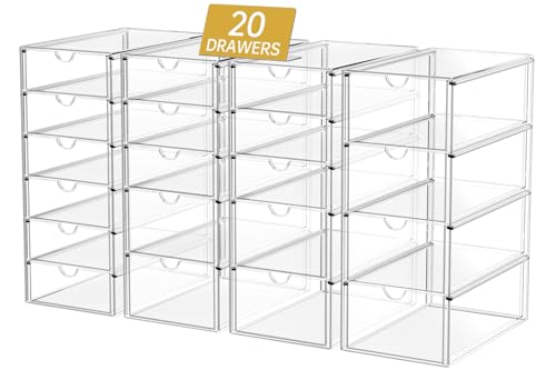 20 Drawers Acrylic Makeup Organizer, stackable Acrylic Storage Drawer