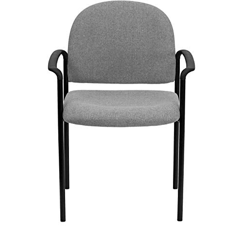 Flash Furniture Steel Stackable Reception Chair with Arms, Gray - color: Gray Fabric