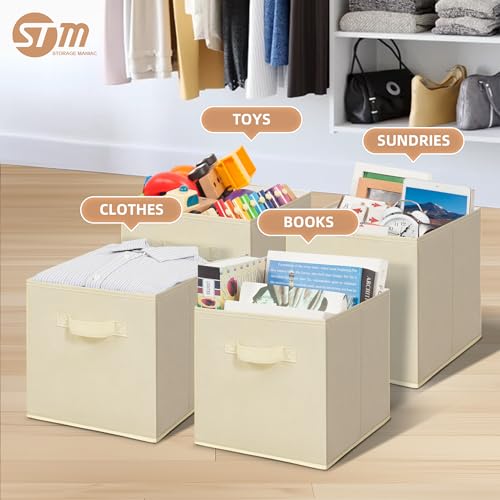 STORAGE MANIAC Storage Cubes, 11 Inch Collapsible Storage Bins with Handles, 8 Pack Fabric Foldable Bins for Organization, Durable Storage Bins for Closet, Shelves, Offices, 8-Pack Beige - color: Beige-8 Pack, size: 11 INCH