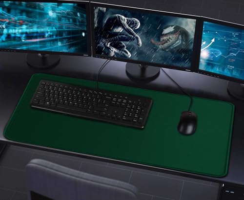 Gaming Mouse Pad with Stitched Edges, Durable Non-Slip Natural Rubber Base - color: Green, size: 31.5L x 15.7W inches