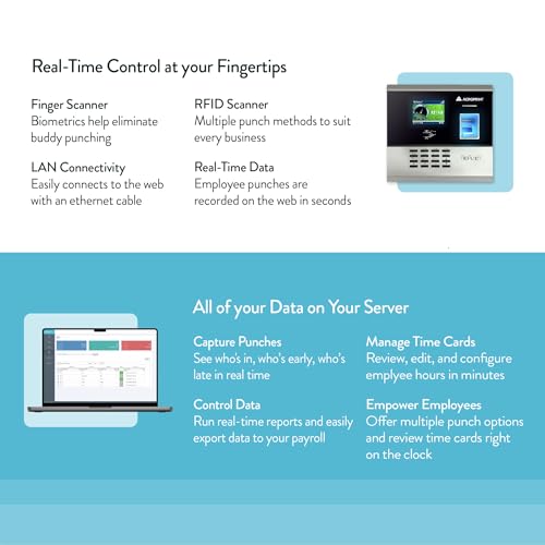 Acroprint ProPunch Time Clock System for Employees – Biometric Fingerprint Time Clock for Small Business, No Monthly Fees, Advanced Time Card Machine with Employee Time Tracker