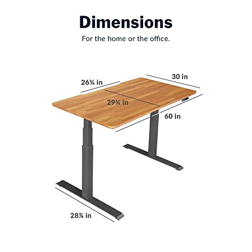 Vari Classic Electric Standing Desk - VariDesk Height Adjustable Sit/Stand Desk - Dual Motor with Memory Presets, Stable T-Style Legs - Gaming or Home Office Workstation - 60”x30”, Butcher Block - color: Butcher Block / Slate Legs, size: 60 in x 30 in