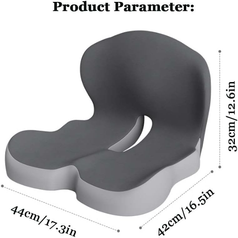 Celinva Orthopedic Cushion,Ergonomic Memory Foam L-Shaped Integrated Seat Cushions with Adjustable Strap,Ultra Breathable Non-Slip Design for Office Chair,Car,Wheelchair (Black+Gray)