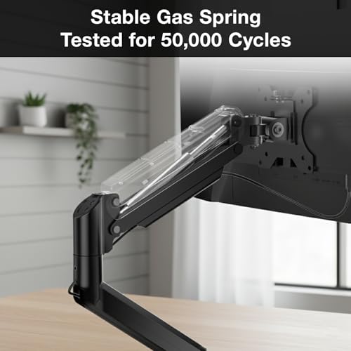 Single Monitor Arm Desk Mount – Adjustable Gas Spring Monitor Stand for 13”–34” Screens, Full Motion Swivel, Tilt & Rotation, Heavy Duty VESA Mount for Office, Gaming & Professional Setup - style: Single Monitor Arm
