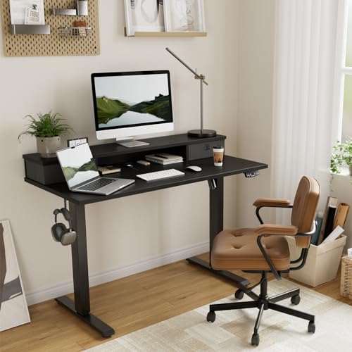 Agilestic 63 * 24 Inch Electric Standing Desk with Drawers, Black - color: Black, size: 63 x 24 Inches with 2 drawers