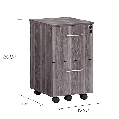 Safco Mayline MNFFLGS Medina Freestanding Mobile File Pedestal FF, Gray Steel Laminate - color: Gray Steel, style: 2 Drawers