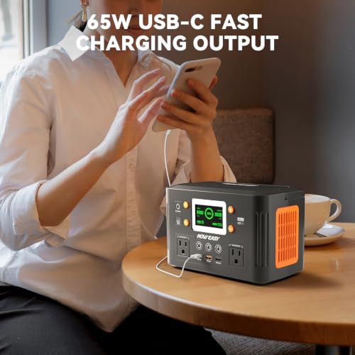 HOWEASY Portable Power Station 260W,Foldable 60W Solar Panel - color: Gray Orange