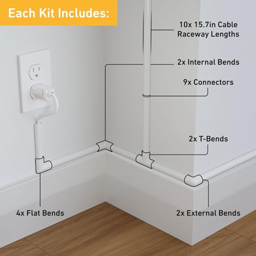 D-Line Half Round Cord Hider, Patented Cable Cover, Hide TV Wall Mount Wires, Raceway for Cords, Decorative Wire Covers, Paintable, Adhesive Cable Concealer, 10x 0.78in W x 0.39in H x 15.7in L, White - color: White, size: 0.78in (W) x 0.39in (H)