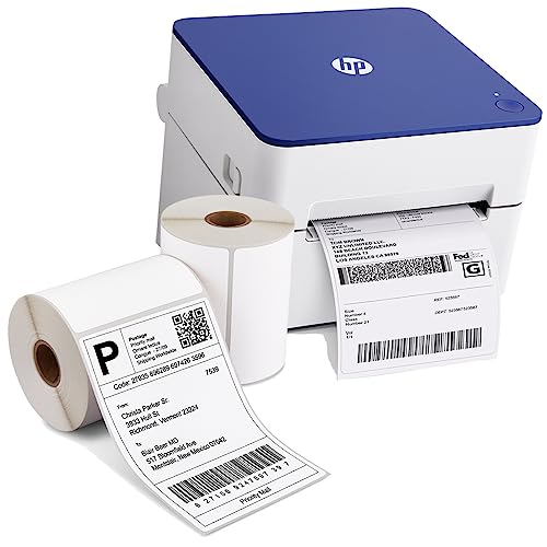 HP Shipping Label Printer 4x6 Commercial Grade Direct Thermal, 203 DPI Printer w 4” x 6” Labels (2 Rolls 250 Sheets per Roll) - style: Label Printer + 4" x 6" Labels (2 Rolls, 250 Sheets per Roll)