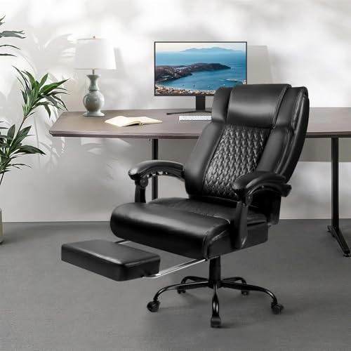 OFIKA Office Chair,Executive Heavy Duty Office Chair with Foot Rest Ergonomic High Back Computer Gaming Chairs Home Office 400lbs,Big and Tall with Lumbar Support (Black) - color: Foot Rest-black