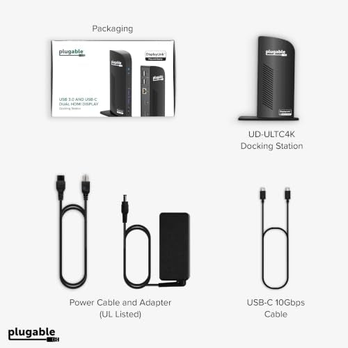 Plugable 13-in-1 USB C Docking Station 4K Triple Monitor with 100W Charging