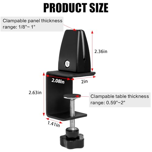 4-Pack Sneeze Guard Clamps for 1/8"" to 1"" Thick Panels, Adjustable Desk Partition Clips, Easy-to-Install Desk Privacy Panel Clips, Ideal for Office and Home Use, Black, 8HY-I0K-JXP340 - color: Black