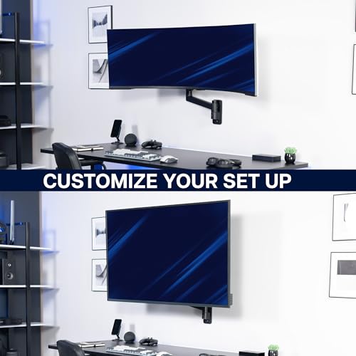VIVO Black Ultrawide Monitor Wall Mount for up to 57 in Screens, MOUNT-G57 | TV and Monitor Arm, VESA Wall Mount, Designed for Samsung Odyssey Ark, Neo G9, ViewFinity S9, and More, Holds 59.4 lbs - size: Up to 57", style: Single Mount