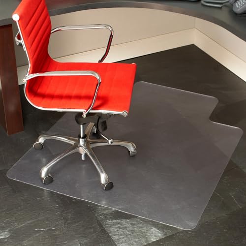 Staples Office Chair Mat, Clear, Hard Floors, 48x36 Inch, Textured | Extended under-desk coverage with smooth glide on hard flooring surfaces. - size: 36" x 48", style: Hard Floor