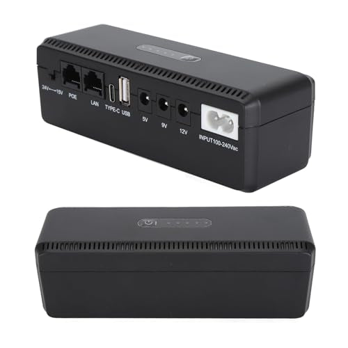 8800mAh Mini UPS Battery Backup, Uninterruptible Power Supply with POE 15V 24V Port, USB 5V 9V 12V Output, for Router Camera Modem, Compact DC Backup Power (US Plug)