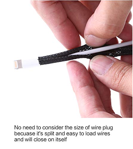 Alex Tech 25ft - 1/8 inch Cord Protector Wire Loom Tubing Cable Sleeve Split Sleeving For USB Cable Power Cord Audio Video Cable – Protect Cat From Chewing Cords - Black - color: Black, size: 1/8"-25ft