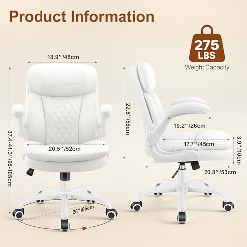 Office Desk Chair, Ergonomic Computer Chair with Unique Dual-Layer Support - color: White