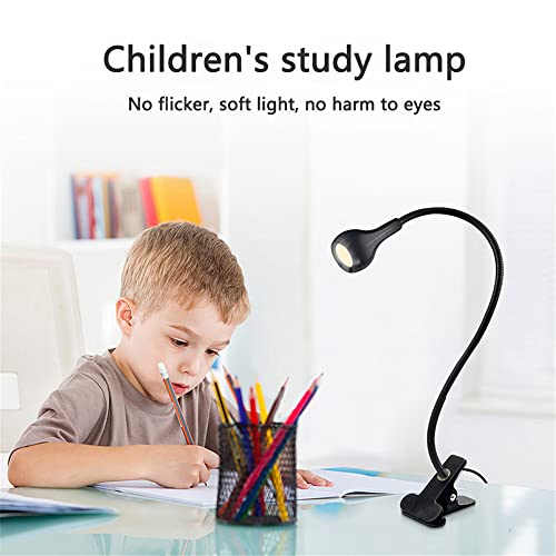 Led Clip on Light,Eye Caring Bed Reading Light,Reading Light with Gooseneck,360° Flexible Book Clamp Light,Night Light Clip on for Desk, Bed Headboard and Computers Black