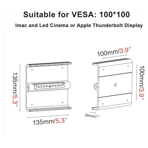VESA Mount Adapter Kit for iMac 24 inch,27 inch (2009-2011 Aluminum),Compatible with LED Cinema Display,Thunderbolt Displays,Replaces Apple Bracket MD179ZM/A,Not for 2021 iMac/M1
