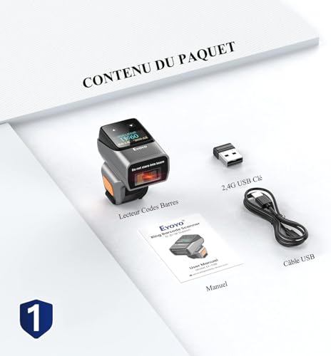 Eyoyo Mini 1D Wearable Bluetooth Ring Barcode Scanner Wireless with Display | Finger Bar Code Scanner Reader, Compatible with iPad iPhone Android, Left&Right-Handed Use, Fast&Accurate Scanning - color: Orange