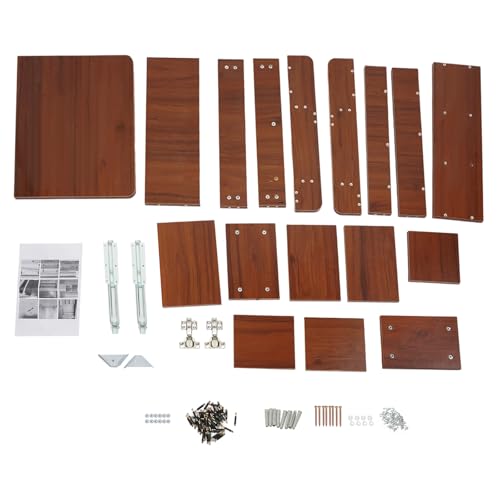 Floating Desk, 36’’H Wall Mounted Desk, Solid Wood Fold Down Laptop Desk with Foldable Tabletop, Folding Table Workstation with Storage Shelves&Door(Walnut)