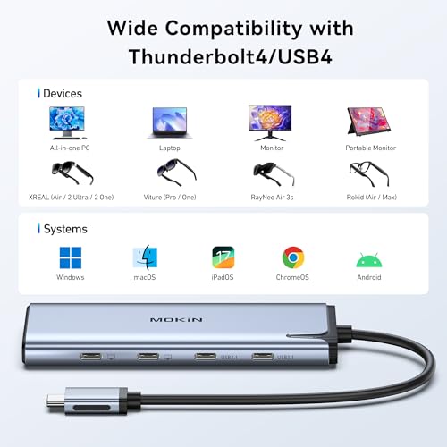 MOKiN USB C Splitter for Dual Monitors 4K@60Hz DP Alt Mode for Laptops