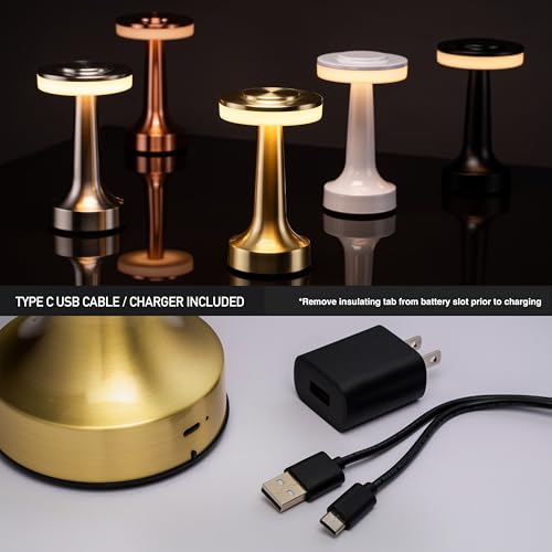 O'Bright Dome Cordless Rechargeable LED Mushroom Table Lamp, Gold - color: Gold