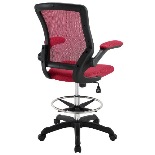 Modway MO-EEI-1423-RED Reception Desk Flip-Up Arm Drafting Chair, Nylon in Red - color: Red