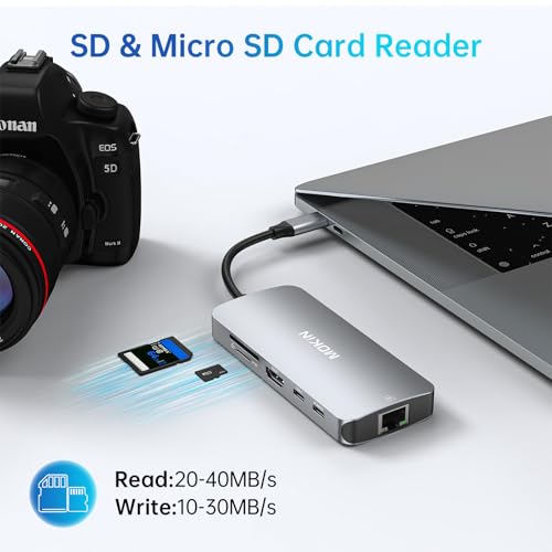 USB C Adapters for MacBook Pro/Air,Mac Dongle with 3 USB Port,USB C to HDMI, USB C to RJ45 Ethernet,MOKiN 9 in 1 USB C to HDMI Adapter,100W PD Charging, USBC to SD/TF Card Reader USB C Hub