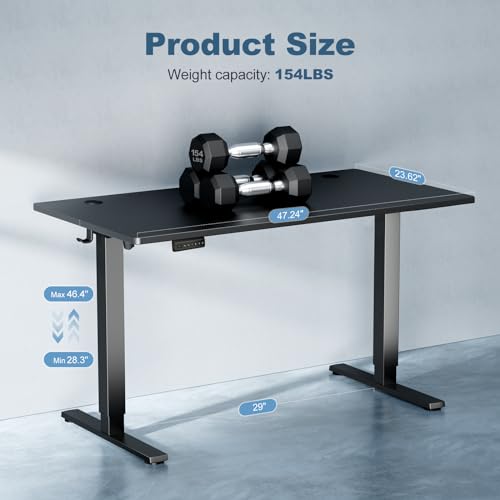 DUMOS 48 Inch Electric Standing Desk, Memory Adjustable Home Office Desk - color: Black, size: 48-Inch