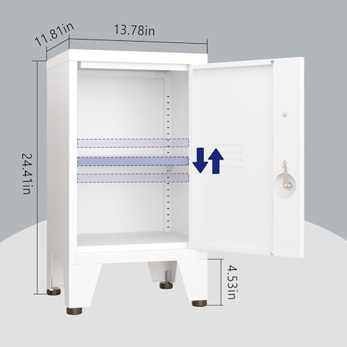 PAOFIN 24.4" H Metal Locker Storage Cabinet with 1 Doors, Pantry with Shelves, Storage Cabinet with Adjustable Leveling Foot for Kitchen, Employees, Office, Kids Locker - color: White, size: 1 door with Leveling Foot-24.4"