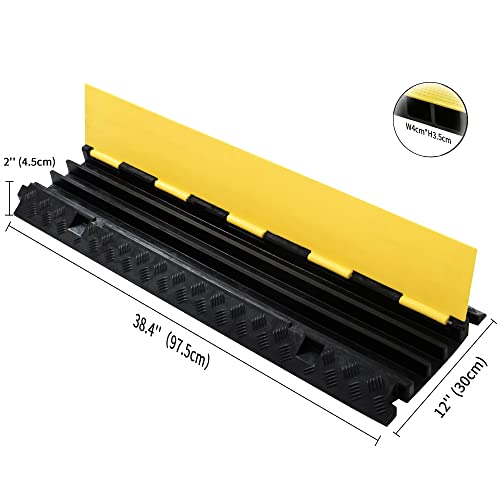 CXRCY Cable Ramp 2 Pack of 3 Channel PVC Rubber Cable Protector, 44000lbs Capacity Heavy Duty Speed Bumps Hose Cord Protector Ramps for Wire Hose Pipe Hider Driveway Outdoor - size: 2 Pack 3 Channel