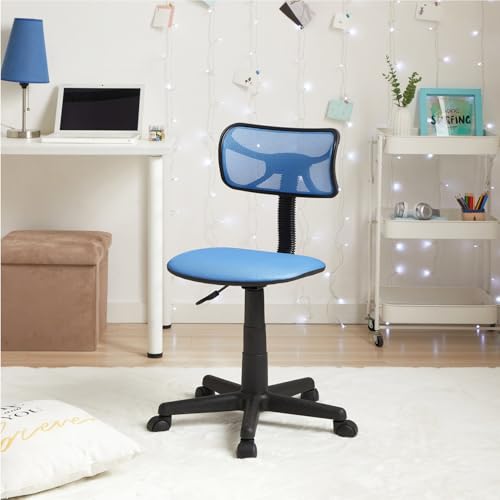 Urban Lifestyle Swivel Desk Chair, Stylish and Compact Office Chair with Mesh Back, Swivel Function, Adjustable Height, and Cushioned Seat, Cyan Blue - color: Cyan Blue