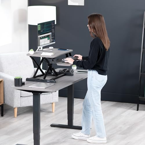 VIVO Dark Gray 26 inch Standing Desk Converter, DESK-V026KG - color: Dark Gray, size: 26"