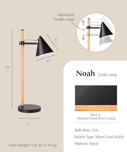 HarvestLand Noah Desk Lamp, Adjustable Reading Lamp, Home Office & Bedside | 345° Adjustable Architect Desk Lamp, Focused Task lighting, Home Office Table lamp, Bedroom,Living Room Lamp