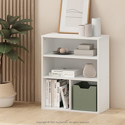 Furinno Pasir 3 Tier Display Bookcase, White - color: White, size: 3-Tier Wide