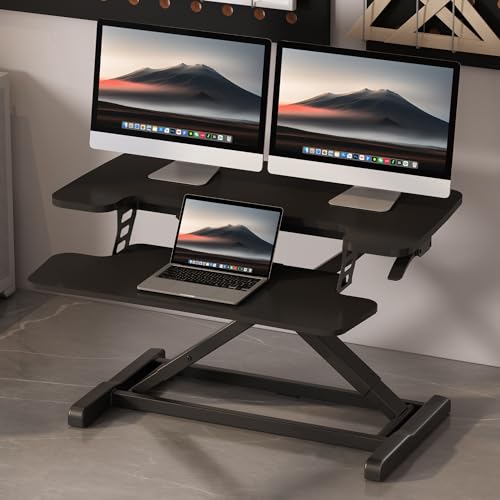 FLEXISPOT 32" Standing Desk Converter, Black - color: Black, size: 32"