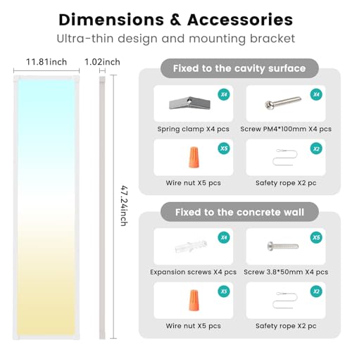 AIKVSXER 4Pack 1x4 LED Flat Panel Light, 6500LM Ultra-Bright, 30-50W White - color: White, size: 1x4ft-4P