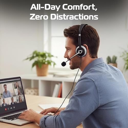 Spracht USB Wired Headphones for Work, WorkIT! Dual Ear Computer Headset with Microphone, USB A & USB C Head Sets, Comfortable Wired Headphones with Microphone for Work, Online, Office - style: Dual Ear